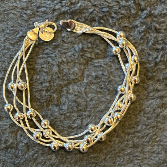 Sterling Silver 925 Elegant Silver Beaded Bracelet - Picture 2 of 8